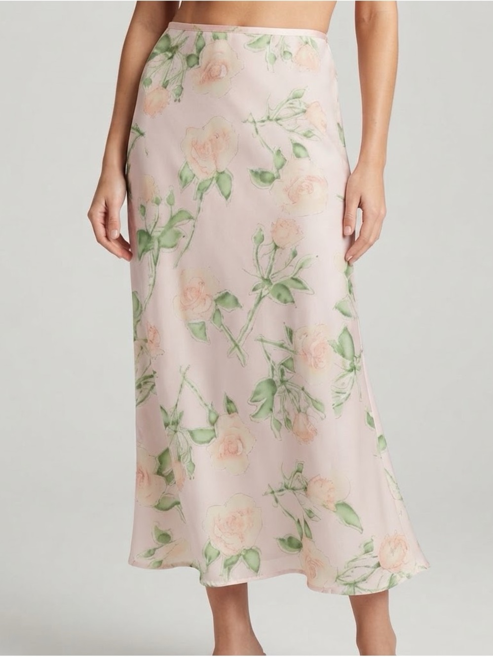 Vintage Norton McNaughton Floral Midi Skirt Size 8 Lined Pink Green Y2K 90s